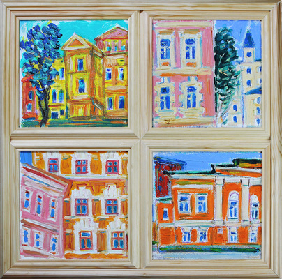 Бабицына Татьяна Викторовна. Лот из четырех работ 2019 г. в одной раме из серии «Москва»: